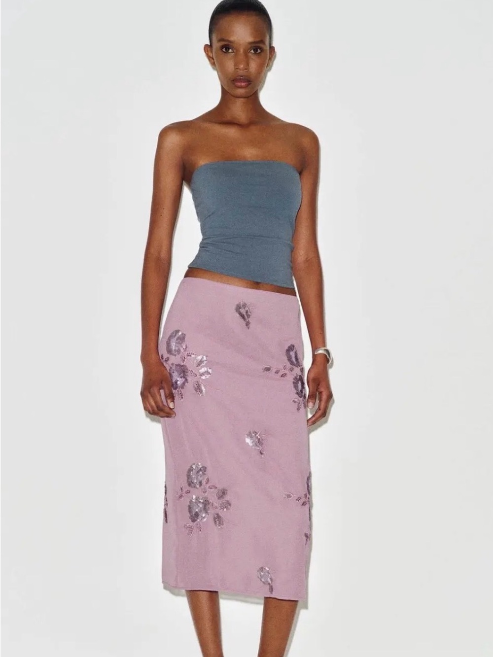 Reformation Women's Purple Helen Low Waist Midi Skirt Embellished Size 4